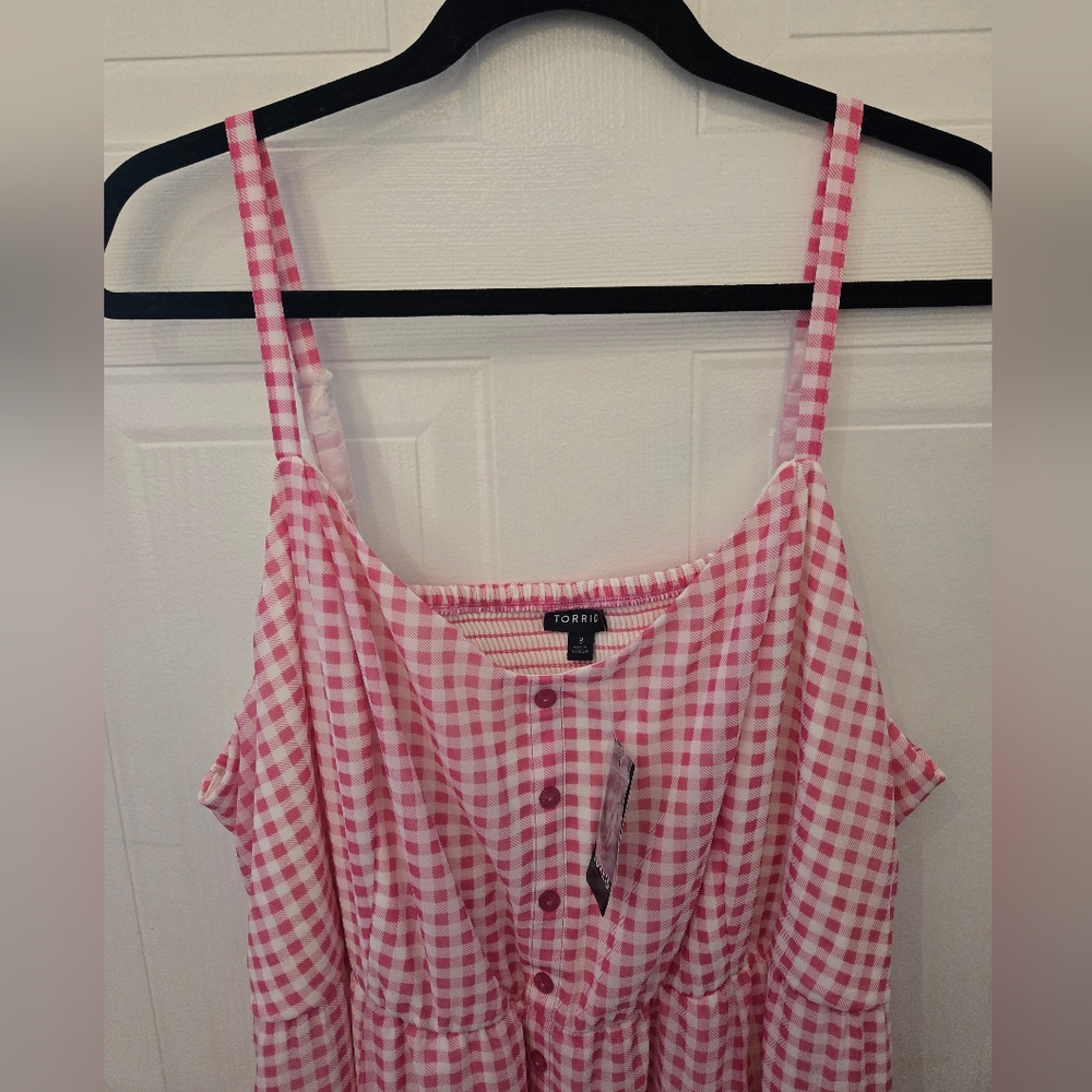 Torrid Pink & White Gingham Midi Dress - Picture 2 of 7